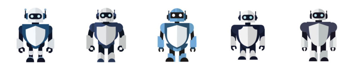 Robot Armor Vector Set Futuristic Shieldbot Illustration