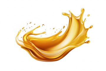 A dynamic splash of golden liquid capturing the essence of fluid motion. set against a clean white background. ideal for culinary. beverage. or artistic applications