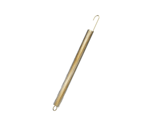 Durable Brass Tension Coil Spring Isolated Element: Essential Industrial Hardware and Replacement Component for Machine Maintenance and Physics Concept Illustration on HD Transparent Background.