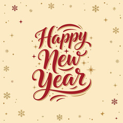 Happy new year calligraphic text for greeting card. Vector holiday design.
