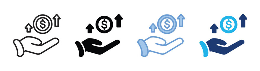 Profit icon set multiple style collection