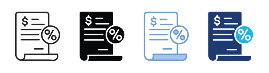 Taxes icon set multiple style collection
