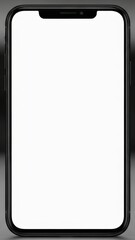 Modern smartphone with a blank white screen facing forward against a dark background