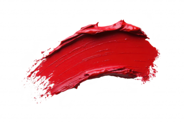 A red paint smear on a clean white background. the texture and richness of the color. ideal for artistic projects or creative design purposes