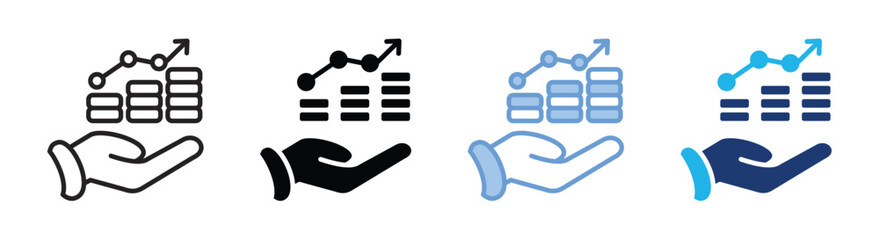 Profit icon set multiple style collection