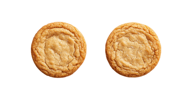Two oval shaped cookies isolated on transparent background