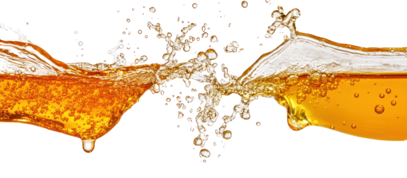 Two glasses of beer clinking and splashing isolated on transparent background - Powered by Adobe