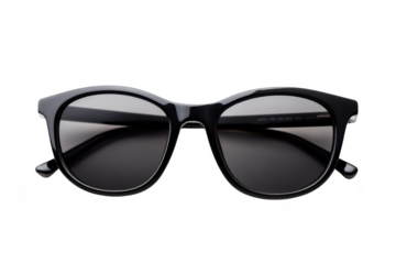 A pair of stylish black sunglasses with a modern design. displayed against a clean white background. ideal for fashion or accessory promotional use