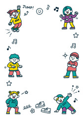 子供 ダンス 手描き 背景イラスト テキストスペース チラシ用