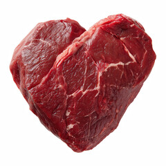 Fototapeta premium Raw Beef Steak Cut in Heart Shape, isolated on transparent background