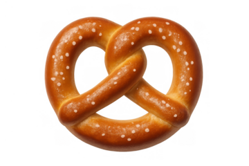 Traditional bavarian pretzel, a baked bread snack with coarse salt, fresh german lye pastry, isolated on transparent background