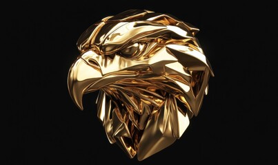 Golden eagle head depiction with strong design elements on black background