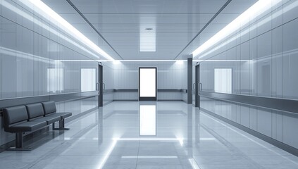 Billboard stand mock up on the underground subway station. 3d illustration