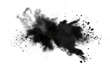 A dramatic black ink or paint splash on a white background. dynamic movement and texture. ideal for creative projects. backgrounds. or artistic expressions