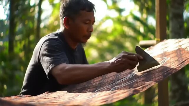 Artisan batik craftsman at work.