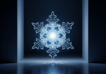 Snowflake Crystal, Winter Holiday Background, Christmas New Year