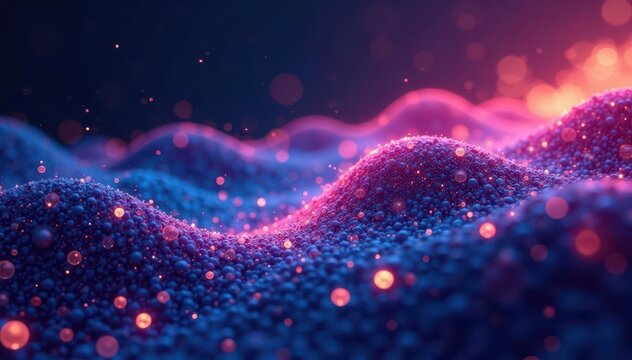 Abstract digital wave pulses across vast data streams , AI, digital transformation, binary