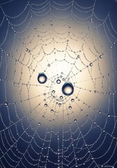 Modern Delicate Spiderweb with Dewdrops - Nature's Intricate Design