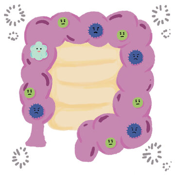 悪玉菌の沢山いる腸内のイラスト