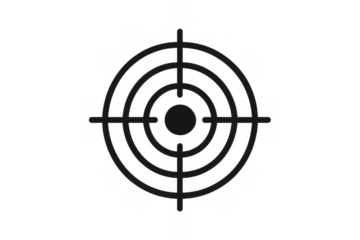 Target crosshair icon representing aim, goal, objective, and business focus, black vector symbol with transparent background