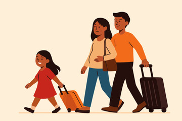 Migrant Family Journey Illustration