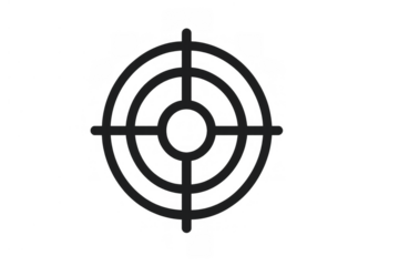 Target icon with crosshair and bullseye symbol representing goal, aim, focus, precision, and accuracy on transparent background