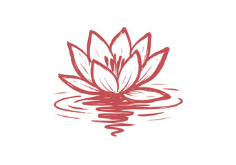 Lily flower hand drawn simple sketch vector illustration