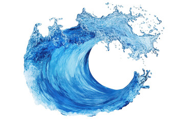 A powerful ocean wave crashing with dynamic splashes. the beauty of natures force. set against a clean white background. ideal for illustrating water themes or coastal imagery