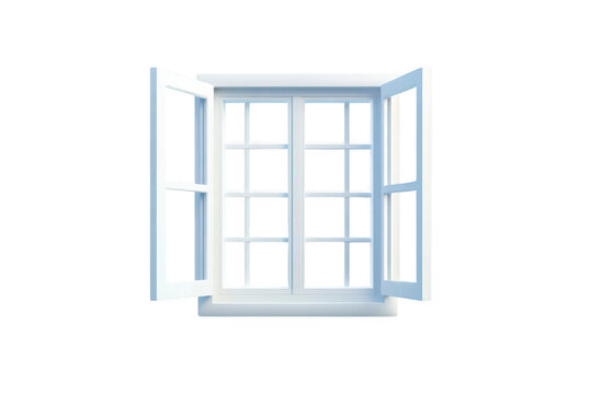 A bright and airy interior scene featuring a white window with open panes against a soft blue background. symbolizing openness and fresh perspectives. ideal for home decor or architectural themes - Powered by Adobe