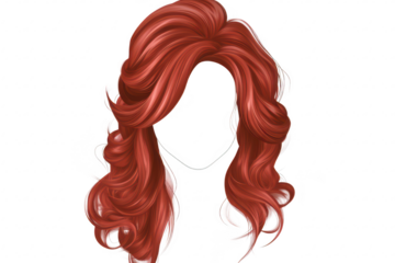 A and stylish illustration of long. wavy red hair. intricate curls and volume. ideal for beauty or fashion-related projects. with a clean background emphasizing the hair design