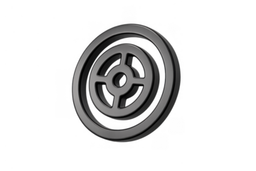 Black 3d target icon presenting focus, ambition, and precision, representing a goal or objective on a transparent background