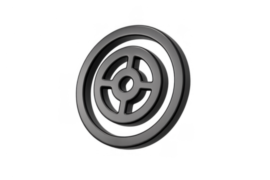 Black 3d target icon presenting focus, ambition, and precision, representing a goal or objective on a transparent background