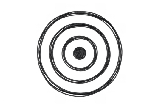 Hand drawing target symbol representing goal achieving, focus, and business strategy on a transparent background