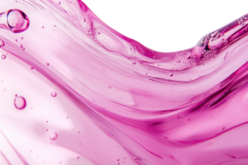 A splash of pink liquid gracefully flows and swirls. capturing the essence of fluid motion against a clean white background. ideal for creative and artistic projects