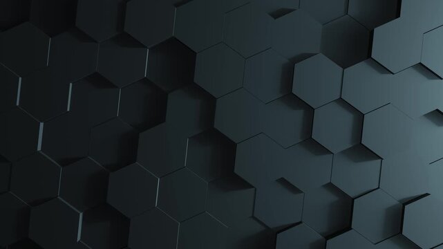 Seamless Looping Animation of Dark Abstract Hexagonal 3D Grid Moving Background. 3d rendering