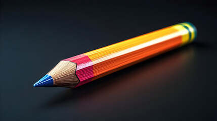 Closeup of a Colorful Pixelated Pencil on Dark Background