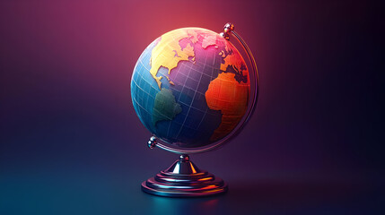 Colorful Pixel Art Globe on Dark Background