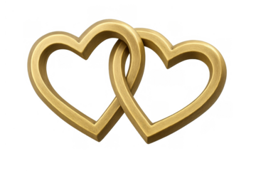 Intertwined golden hearts symbolizing lasting love, romance, unity, connection, and commitment for relationships, weddings, anniversaries