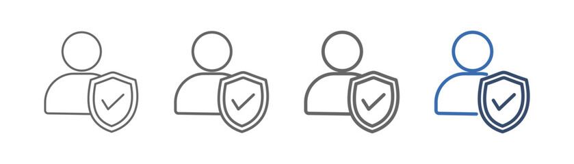 
outline icon sheet integrity with person, shield and check mark design