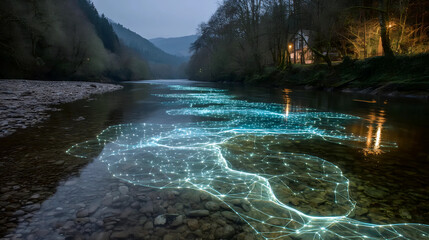 Glowing River, Tech Light Flow, Natural Beauty