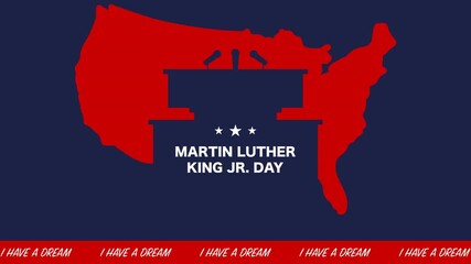 animation for Martin Luther King Jr. Day celebration with USA maps behind the podium silhouette