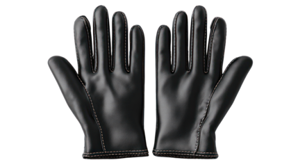 Pair of black latex gloves isolated on transparent background