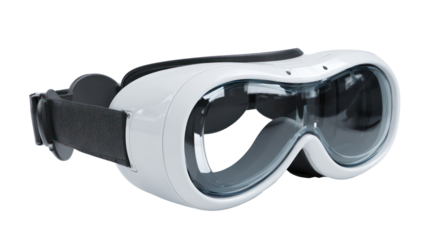 Pair of virtual reality VR goggles top front view on white background