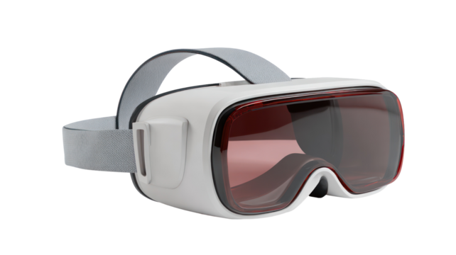 Pair of virtual reality VR goggles top front view on white background