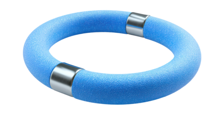 Sparkling blue ring with silver accents isolated on transparent background