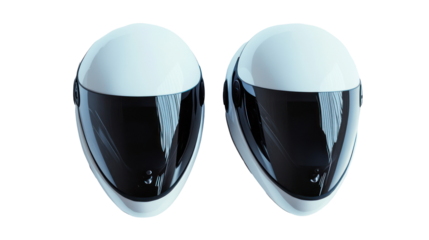 Two white and black oval shaped objects isolated on transparent background