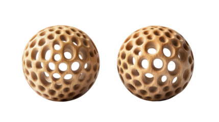 Two textured eggs with honeycomb pattern isolated on transparent background