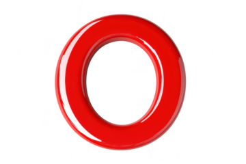A red circular object with a glossy finish. set against a clean white background. suggesting themes of design and modernity. ideal for creative projects or advertising