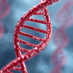 Red dna double helix structure, molecular biology, genetics.
