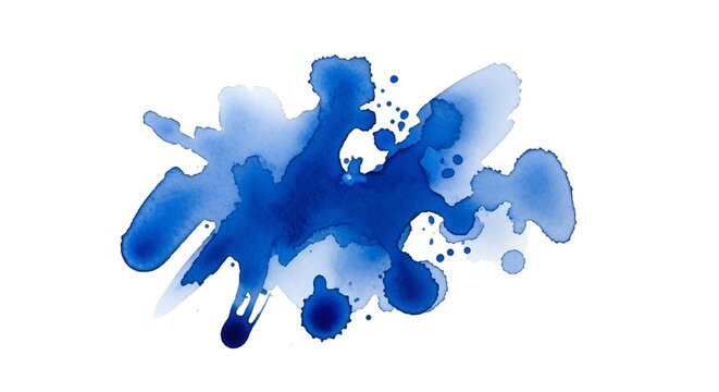 Abstract splash of vibrant blue watercolor paint on a clean white background - Powered by Adobe